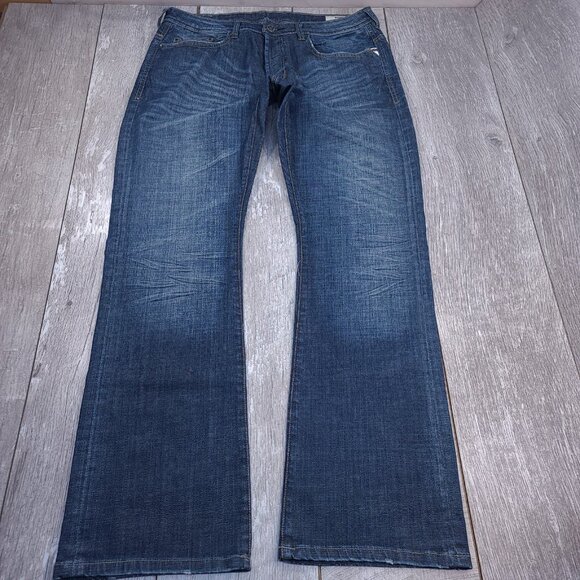 Buffalo Jeans Mens 36x34 Blue Denim King Bootcut Dark Wash Western Pants - Picture 2 of 8